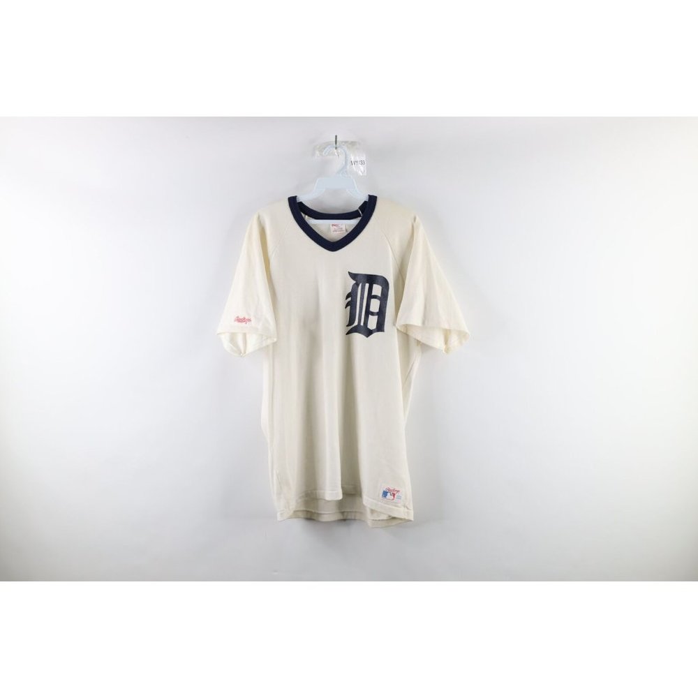 Vintage 80s Rawlings XL Detroit Tigers Old English D Baseball Jersey T-Shirt USA